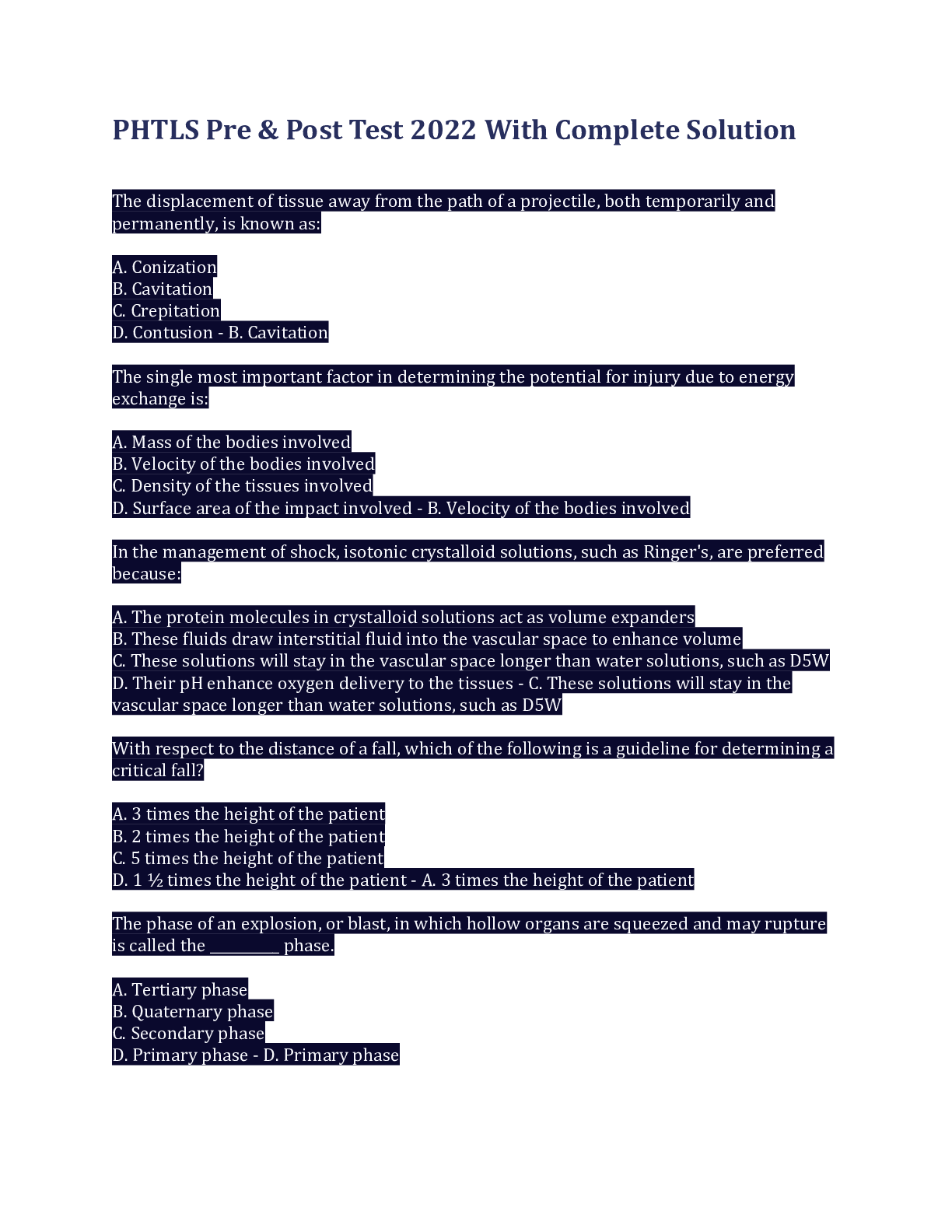 7th Edition Phtls Test Answers.pdf Course Hero